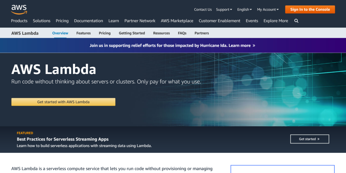 Screenshot 2021 09 27 at 18 48 18 AWS Lambda – Serverless Compute Amazon Web Services